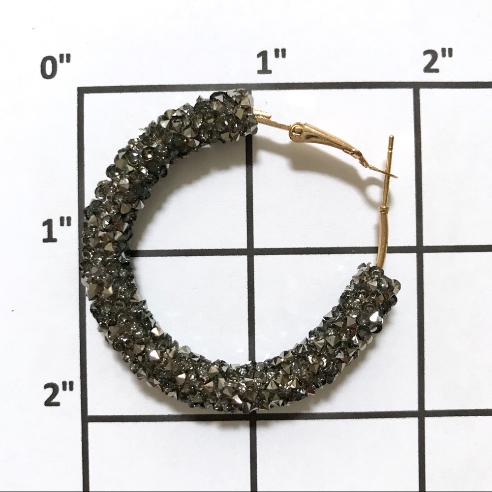 Sparkling Space Color Rhinestone Loop Earrings - Picture 2 of 2